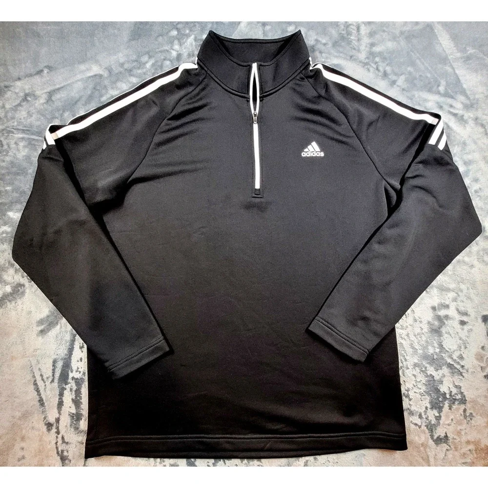 Adidas Golf Mens Quarter Zip Pullover Black French Terry Sz‎ Large